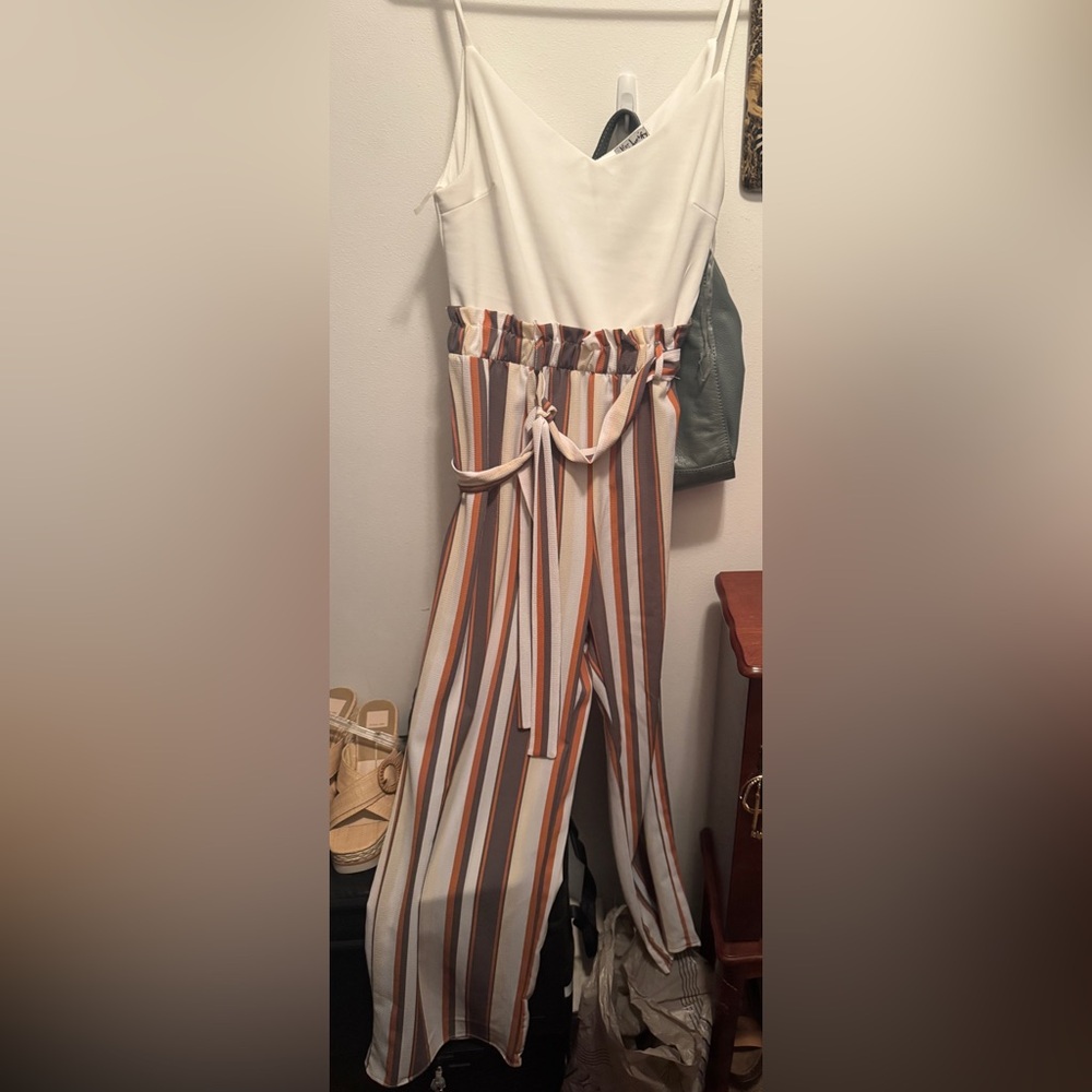 J for Justify Orange and Brown Wide Leg Jumpsuit